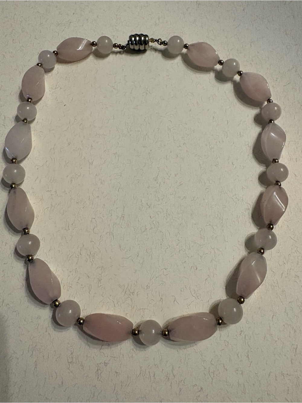 Pink Beaded Women's Choker Necklace - Elegant Rose Quartz Semi- Precious Stones